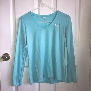 Under Armour light blue long sleeve workout top